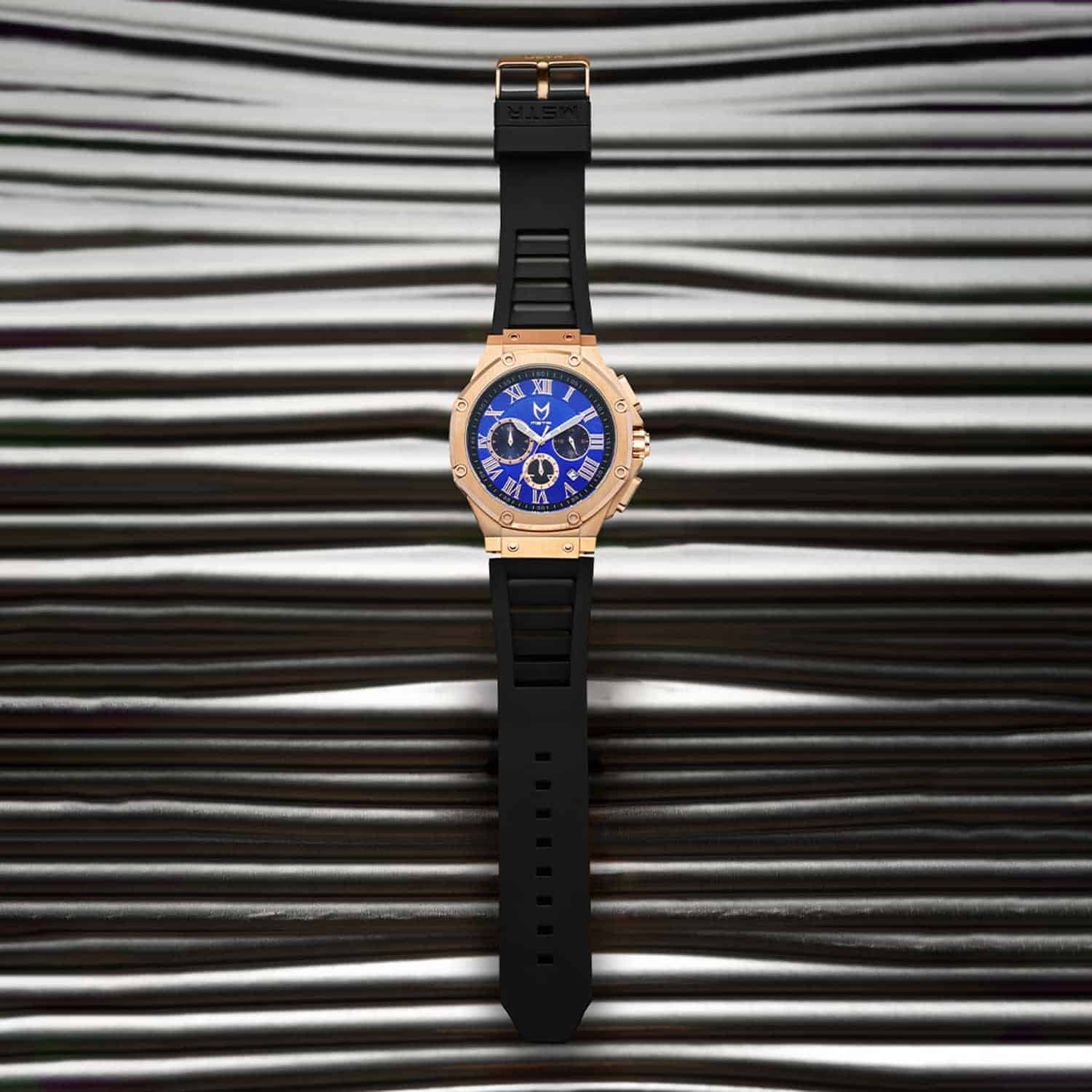 Horloge goud online blauw